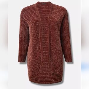 Torrid Chenille Cocoon Open Front Ribbed Sweater